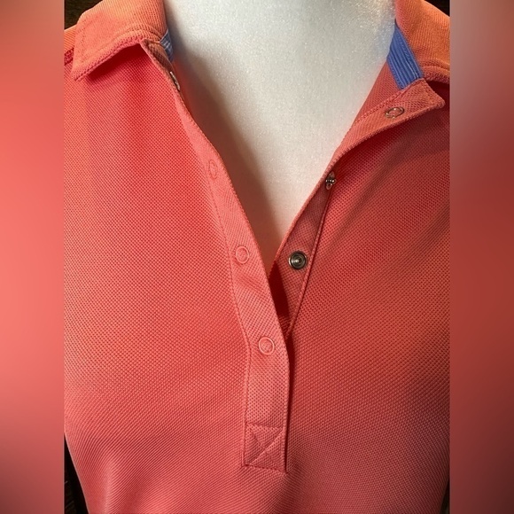Talbots Golf Polo Shirt w/ Pocket in coral pink - Picture 2 of 9